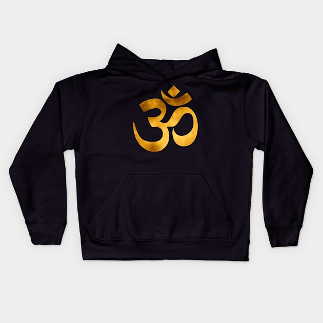 Gold foil om, ohm traditional Kids Hoodie by HariniArts